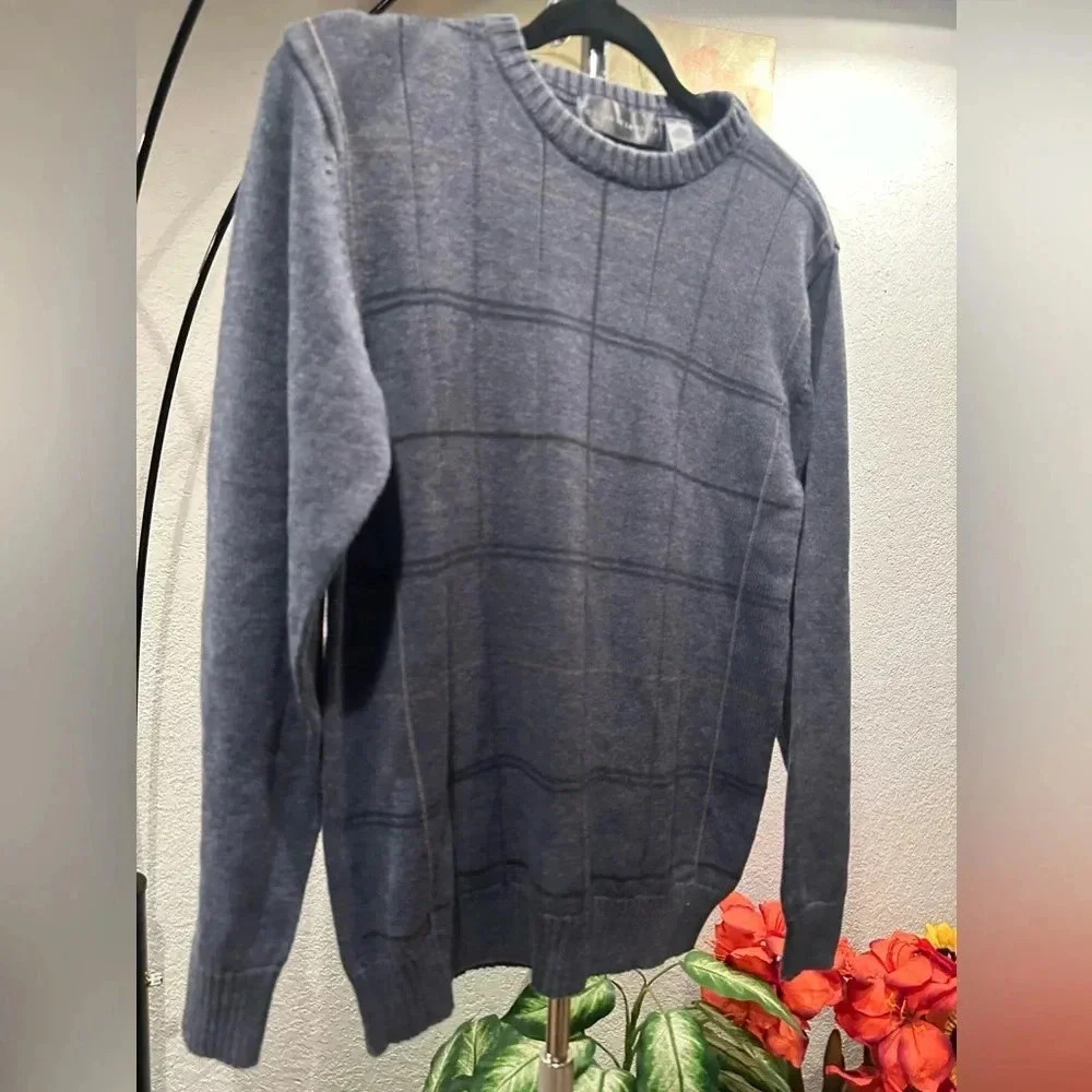 Oscar De La Renta Sweater Gray Blue Long Sleeve size M - Picture 2 of 13